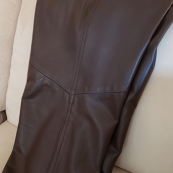 LEATHER Vakko genuine leather pants, coffee/chocolate color. Sz 10 - Picture 5 of 12